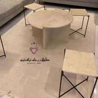 طاولة رخام دائرية ترافنتينو معا 4 خدمة حديد