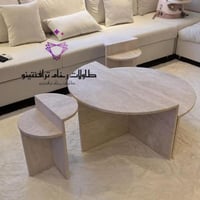 طاولة دائرية مدرجة معا3 خدمه رخام ترافنتينو