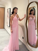 فستان وردي تطريز حسينه