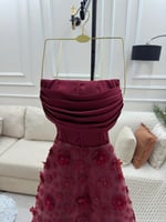 فستان سهره طويل بلون العودي مورد