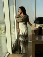 فستان سهرة ترتر بذيل طويل