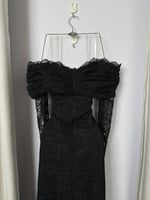 فستان سهرة أوف شولدر دانتيل بالون الأسود