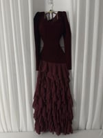 فستان سهره عنابي طويل باكمام