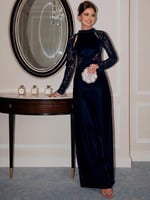 فستان سهرة مخمل دانتيل