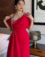 فستان سهرة احمر طويل