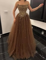 فستان سهره طويل تل تطريز يدوي