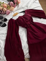 فستان ناعم باكمام طويله كسرات