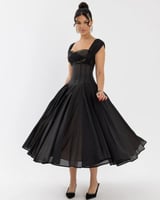 فستان ناعم ميدي راقي كسرات