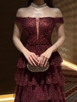 فستان سهرة لؤلؤ كلاسيكي يوحى بالفخامه