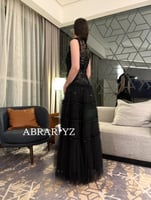 فستان سهرة تل طبقات تطريز يدوي