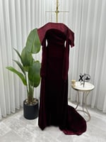 فستان سهره ناعم مخمل ب لونين