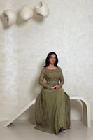 فستان سهره دانتيل وشيفون فخم