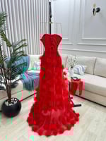 فستان سهره باربي ذيل جازار ورد تل