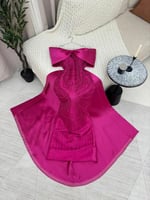 فستان سهرة فوشي ذيل طويل