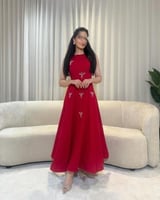 فستان احمر ناعم باربي تطريز يدوي