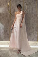 فستان سهرة أوف شولدر لون وردي فاتح