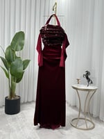 فستان سهره مخمل مع ترتر