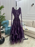 فستان سهره باكمام طويله تل جازار