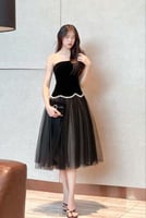 فستان ناعم ميدي جوخ وتل