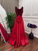 فستان سهره احمر ذيل طويل