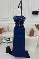 فستان سهرة توب طويل لون كحلي