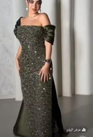 فستان سهره زيتي ذيل طويل