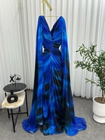 فستان سهره شيفون مموج لمعه