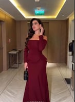 فستان سهرة ناعم باربي بالون الاحمر الداكن