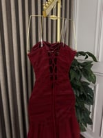 فستان احمر سهره طويل