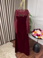 فستان سهره ناعم جوخ باكمام دانتيل