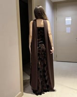 فستان سهره مخمل تطريز يدوي بشال جورجيت