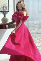 فستان فوشي سهرة طويل