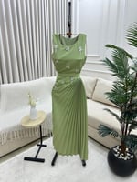 فستان سهره ناعم بكسرات بلونين