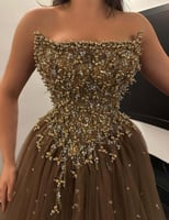 فستان سهره طويل تل تطريز يدوي