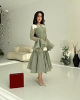 فستان العيد باكمام منفوشه لونين