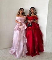 فستان سهرة عنابي طويل