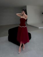 فستان ناعم ميدي جوخ وتل