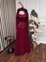 فستان سهره بألوان ترتر بشال جورجيت