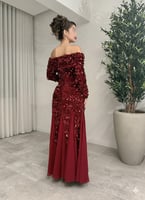 فستان سهره مخمل ترتر شيفون