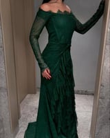 فستان سهرة فوض باكمام دانتيل خيال