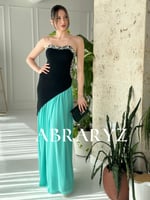 فستان كريب بتطريز يدوي مع شيفون