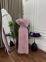 فستان سهره انييق تل مورد تطريز خرز