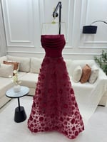 فستان سهره طويل بلون العودي مورد