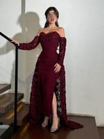 فستان سهرة باربي ذيل ورود لونين