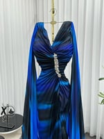 فستان سهره شيفون مموج لمعه