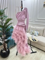 فستان سهره تفته استرتش تل تطريز يدوي