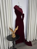 فستان سهره مخمل بالون البرغندي