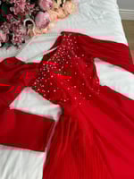 فستان سهرة كم شفاف طويل