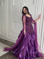 فستان سهره باكمام طويله تل جازار