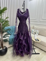 فستان سهره باكمام طويله تل جازار